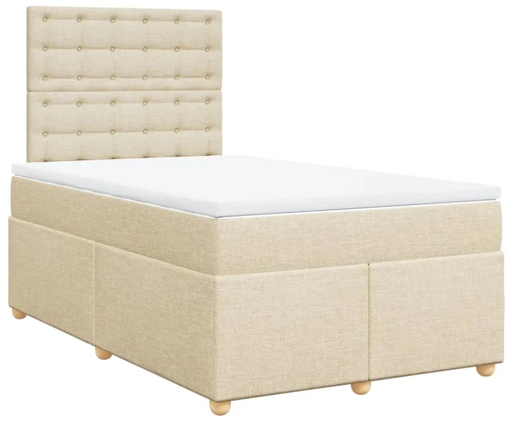 vidaXL Κρεβάτι Boxspring με Στρώμα Κρεμ 120x200 εκ. Υφασμάτινο