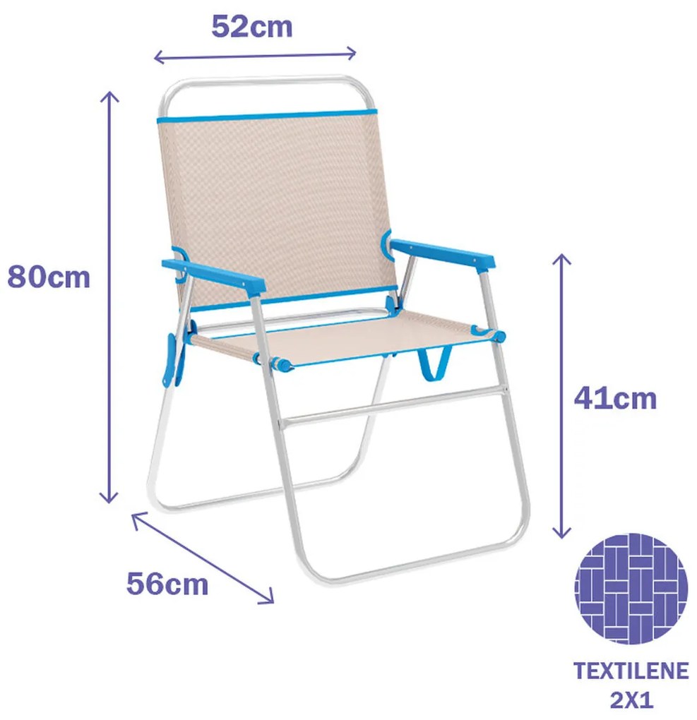 πτυσσόμενη καρέκλα Marbueno Μπλε Μπεζ 52 x 80 x 56 cm
