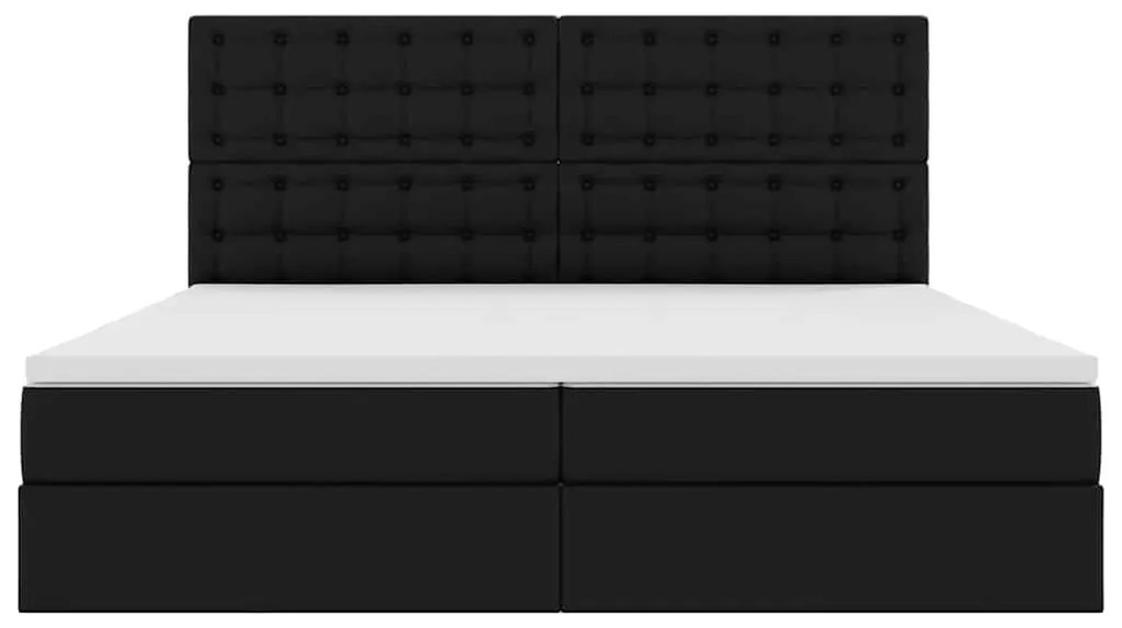 vidaXL Κρεβάτι Αποθήκης με στρώμα Μαύρο 200 x 200 cm Τεχνητό Δέρμα