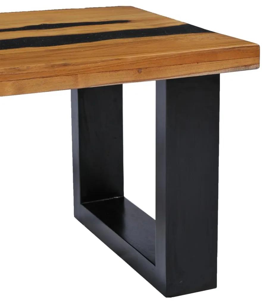 Τραπέζι Σαλονιού 100x50x40 εκ. Μασίφ Ξύλο Teak/Ηφαιστ. Πέτρωμα - Πολύχρωμο