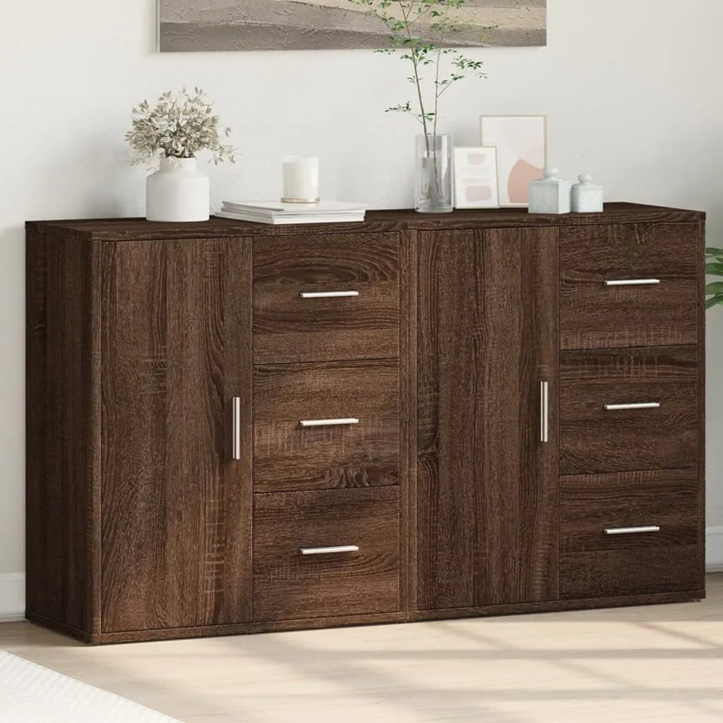 vidaXL Βοηθητικά Ντουλάπια 2 τεμ. Καφέ Δρυς 60x31x70εκ. Επεξεργ. Ξύλο