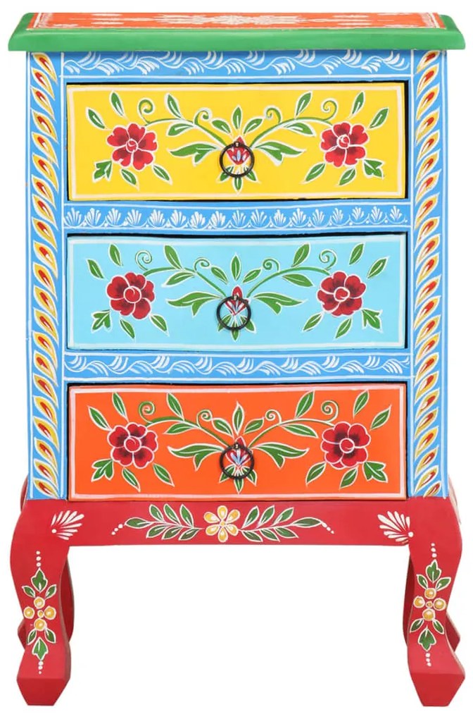 vidaXL Κομοδίνο με Χειροπ. Λεπτομέρειες 40x30x60 εκ. Μασίφ Ξύλο Μάνγκο