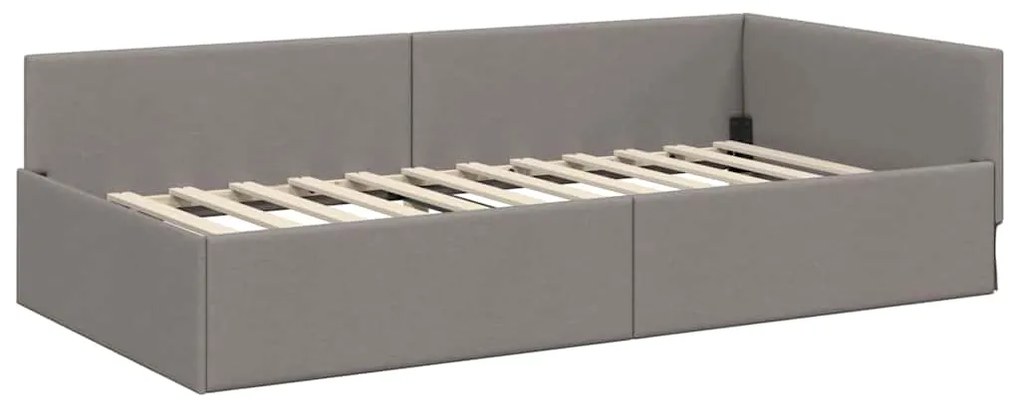 vidaXL Κρεβάτι Γωνίας Taupe 90 x 200 cm Ύφασμα και Έργο ξύλου