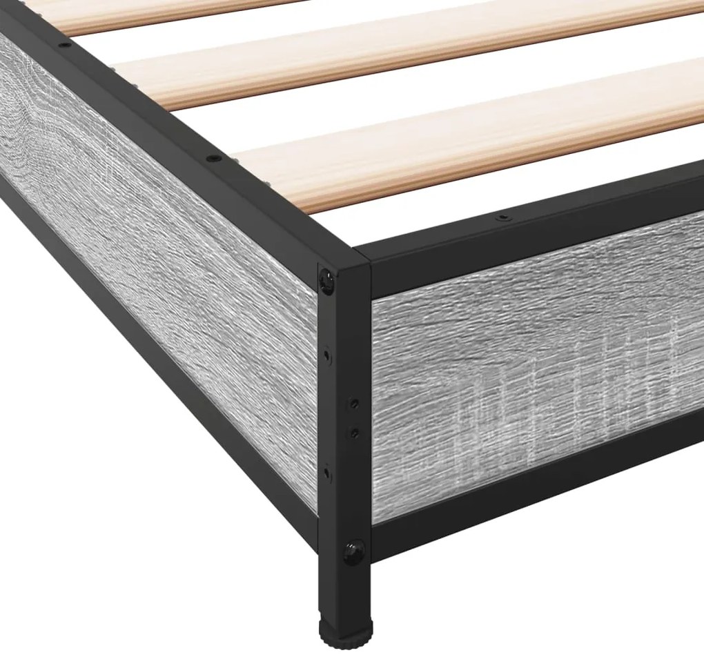 vidaXL Πλαίσιο Κρεβατιού Γκρι Sonoma 100x200 εκ. Επεξ. Ξύλο &amp; Μέταλλο