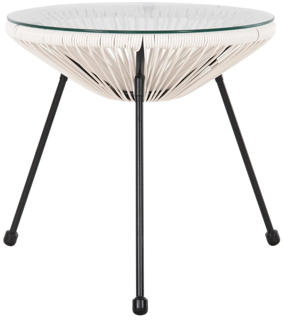 ΤΡΑΠΕΖΙ ΒΟΗΘΗΤΙΚΟ ALLEGRA  ΜΕΤΑΛΛΟ ΜΑΥΡΟ-ΣΥΝΘ. RATTAN ΛΕΥΚΟ Φ47x45Yεκ.