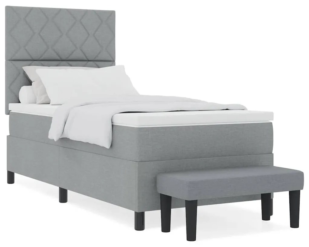 vidaXL Κρεβάτι με ελατήρια με στρώμα Ανοιχτό γκρι 100 x 200 cm