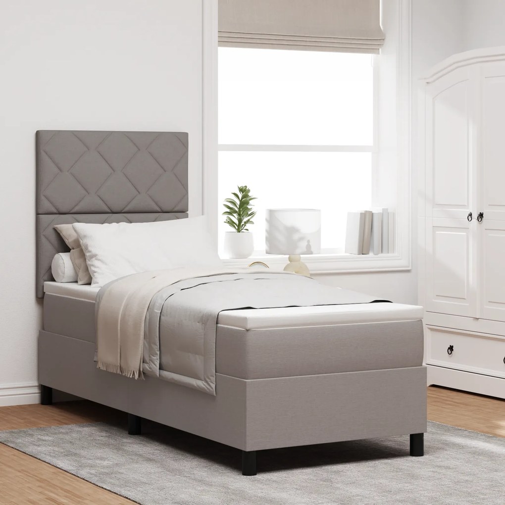 vidaXL Κρεβάτι με ελατήρια με στρώμα Taupe 80 x 200 cm ύφασμα