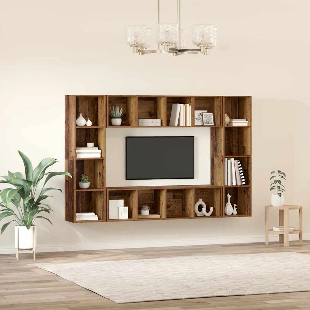 vidaXL Ντουλάπι TV 4 pcs Καφέ 37 x 37 x 142.5 εκ Επεξεργασμένο ξύλο