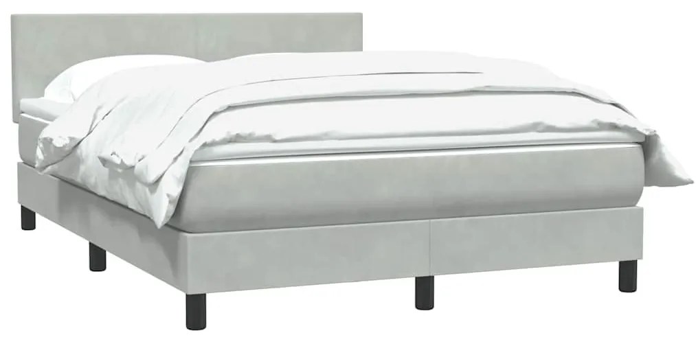 Κρεβάτι Boxspring με Στρώμα Ανοιχτό Γκρι 140x220 εκ. Βελούδινο - Γκρι