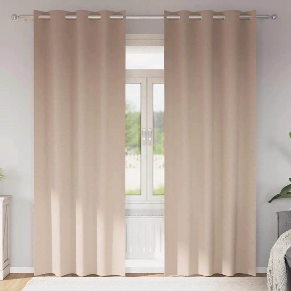 vidaXL Κουρτίνες με κουρτίνες 2 pcs Taupe Πολυεστέρας