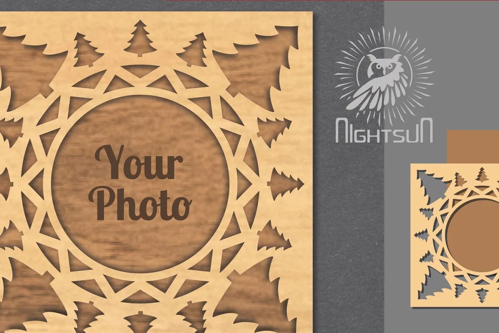 Σετ των 2 Intra απο ξύλο plywood 3mm-4mm πάχος Χριστουγεννιάτικη κορνίζα φωτογραφιών με λέιζερ 8 Δίασταση 20x30 cm INTRAFABR-112790844