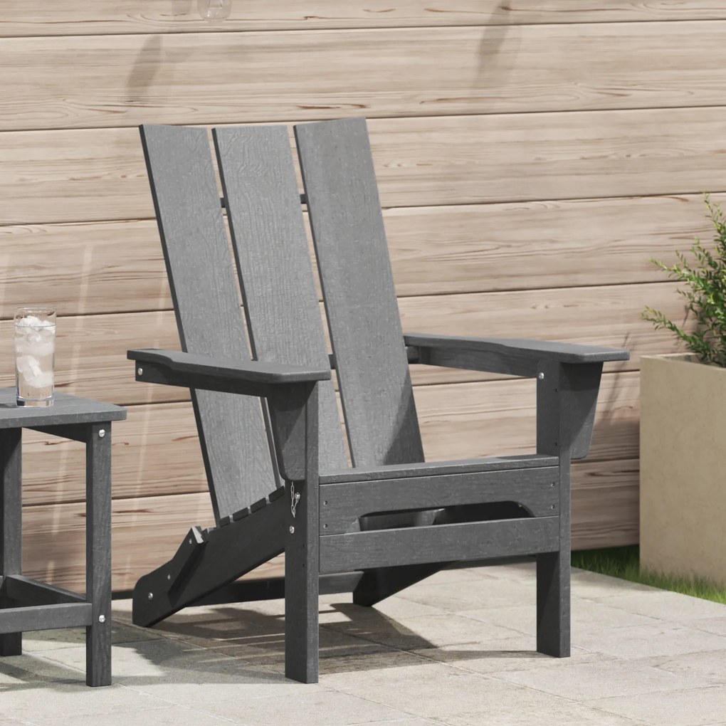 vidaXL Αναδιπλούμενη Καρέκλα Adirondack Ανοιχτό γκρι 74,5x80,5x90 εκ HDPE