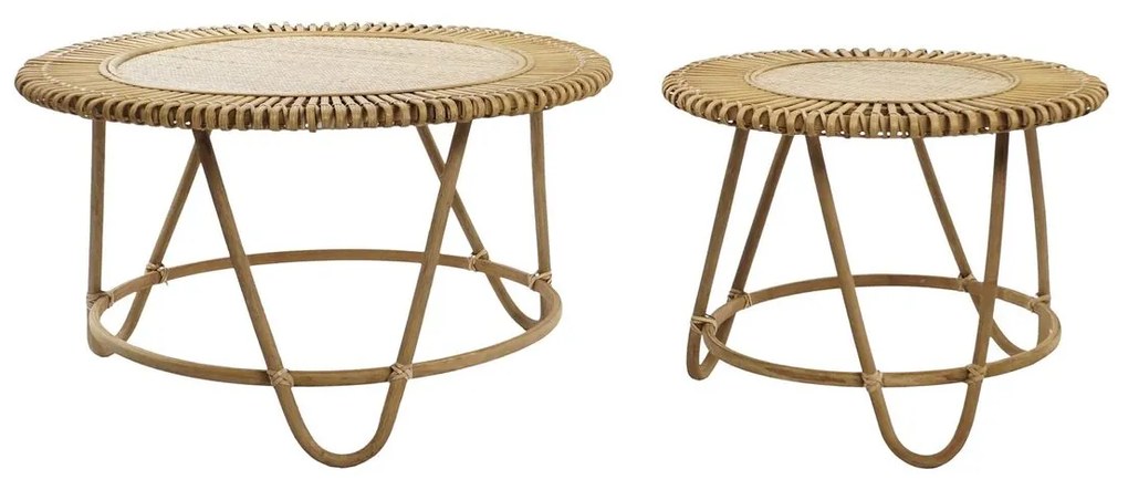 Σετ με 2 τραπέζια DKD Home Decor Ανοιχτό καφέ 80 x 80 x 47 cm 80 x 80 x 45,5 cm