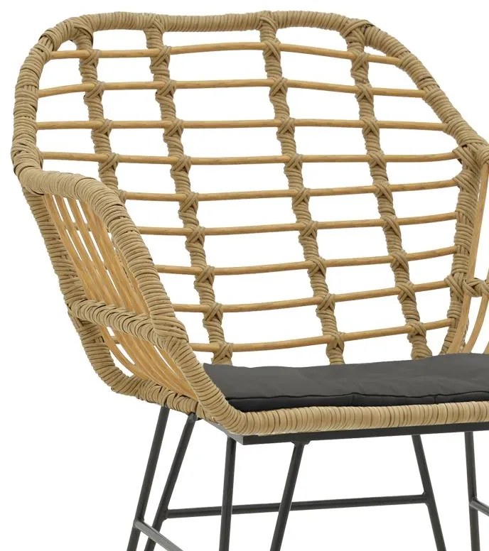 Σετ κήπου Τραπεζαρία Naoki Χ σετ 5τεμ rattan pe σε φυσικό και μαύρο μέταλλο 160x90x78εκ 160x90x78 εκ.