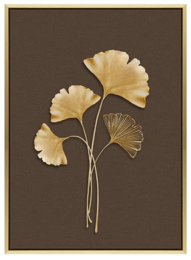 Κάδρο Σε Καμβά Chengo 021082 31,5x41,5xH3,5cm Brown-Gold Vertical Ξύλο, Καμβάς