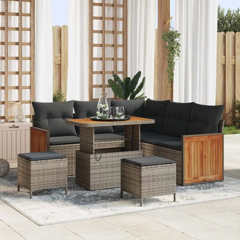 vidaXL Σετ Καναπέ Κήπου με μαξιλάρι 8 pcs Γκρι 90 x 55 x 71 cm