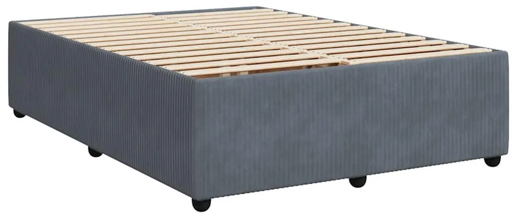 vidaXL Κρεβάτι Boxspring με Στρώμα Σκούρο Γκρι 140x200 εκ. Βελούδινο