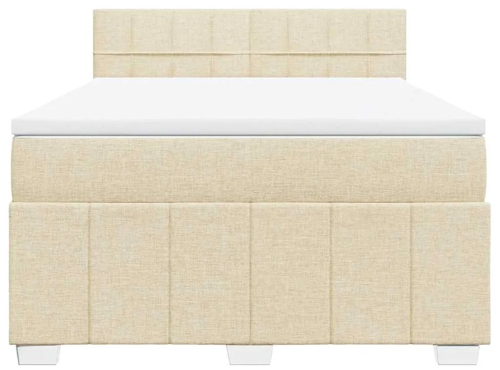 vidaXL Κρεβάτι Boxspring με Στρώμα Κρεμ 140x190 εκ. Υφασμάτινο