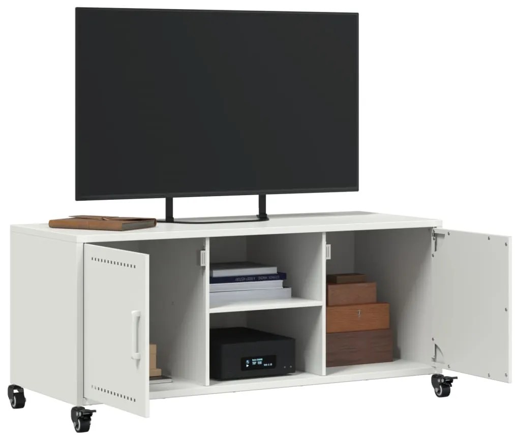 vidaXL Έπιπλο Τηλεόρασης Λευκό 100,5x39x43,5 εκ. Ατσάλι