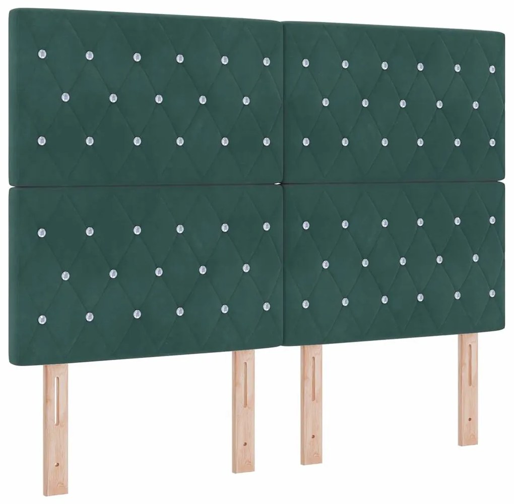 vidaXL Κρεβάτι με ελατήρια Σκούρο πράσινο 140 x 190 cm Βελούδο