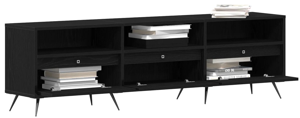 vidaXL Βαθιά Ντουλάπα Τηλεόρασης Μαύρη 150x30x44,5 εκ Επεξεργασμένο Ξύλο