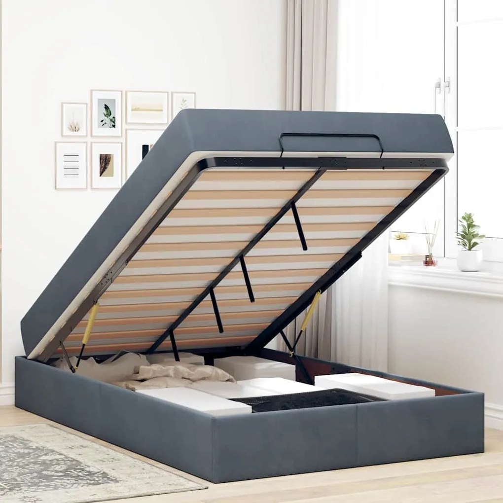 vidaXL Σκελετός Κρεβατιού Σκούρο γκρι 140 x 190 cm Βελούδο