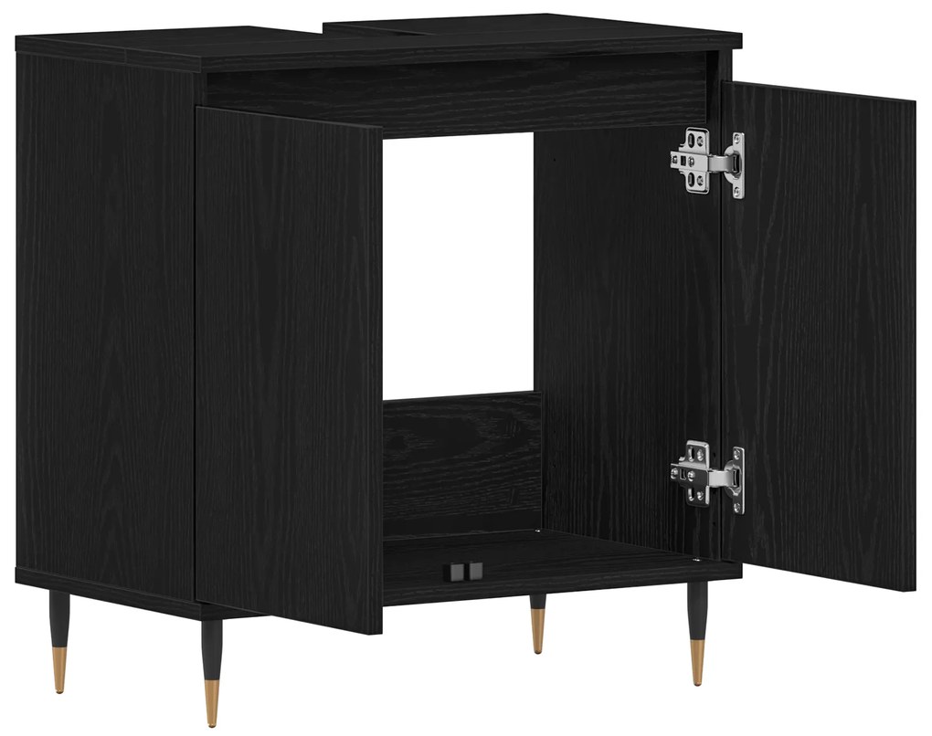 vidaXL Ντουλάπι Λεκάνης Μαύρη Δρυός 58x33x60 εκ Επεξεργασμένο Ξύλο