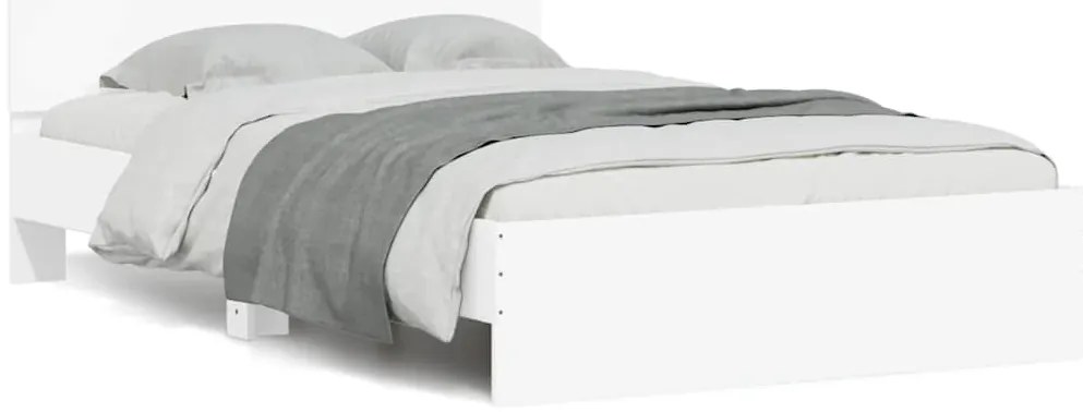 vidaXL Πλαίσιο Κρεβατιού με Κεφαλάρι/LED Λευκό 140x190 εκ.