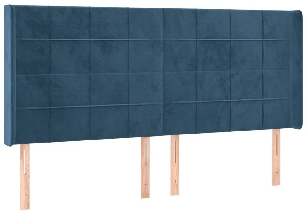 Κεφαλάρι με Πτερύγια Σκούρο Μπλε163x16x118/128 εκ. Βελούδινο - Μπλε
