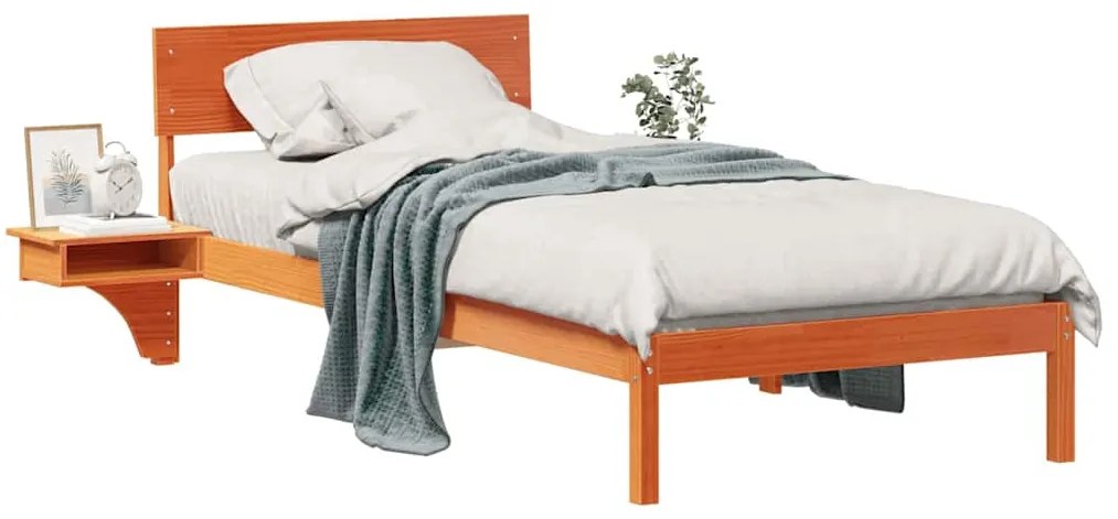 vidaXL Σκελετός Κρεβατιού με κεφαλάρι Κερωτό καφέ 100 x 200 cm