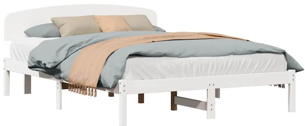 vidaXL Σκελετός Κρεβατιού Λευκό 140 x 200 cm Μασίφ ξύλο πεύκου