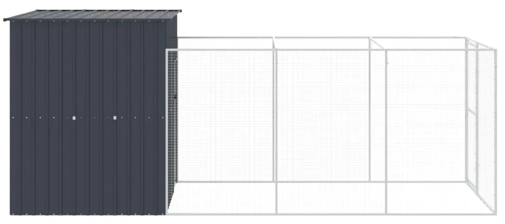 vidaXL Σπιτάκι Σκύλου με Αυλή Ανθρακί 165x455x181 εκ. Γαλβαν. Χάλυβας