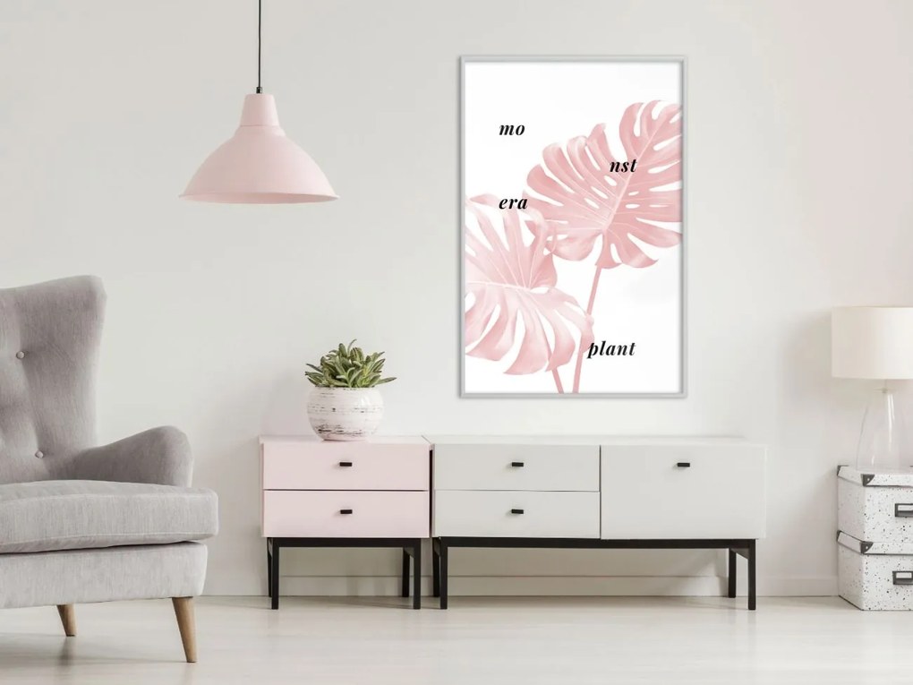 Αφίσα - Pale Pink Monstera - 20x30 - Χρυσό - Χωρίς πασπαρτού