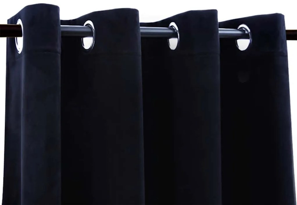 vidaXL Κουρτίνες Συσκότισης με Κρίκους 2 τεμ Μαύρες 140x175 εκ Βελούδο