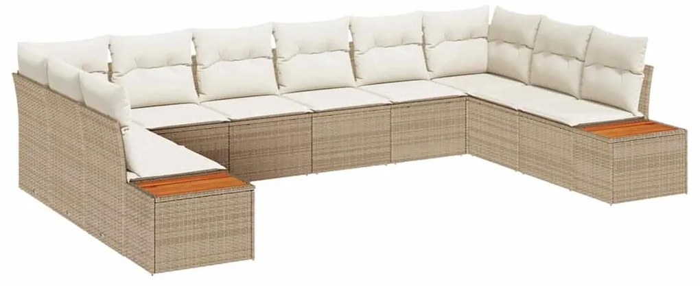 vidaXL Σετ Καναπέ Κήπου 10 pcs μπεζ και κρεμ 344 x 209 x 85 εκ