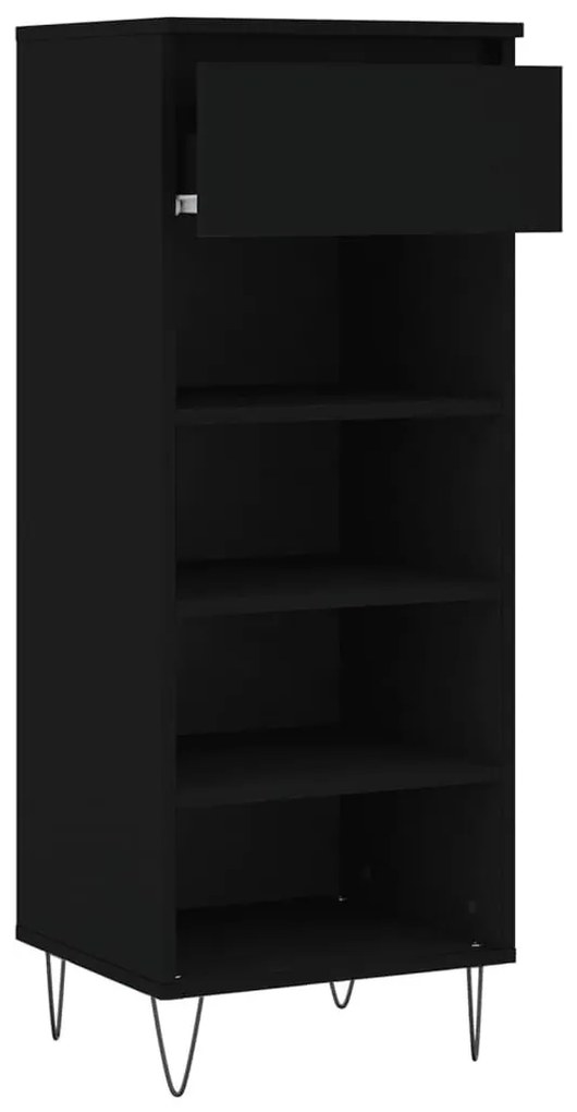 Παπουτσοθήκη Μαύρη 40 x 36 x 105 εκ. από Επεξεργασμένο Ξύλο - Μαύρο