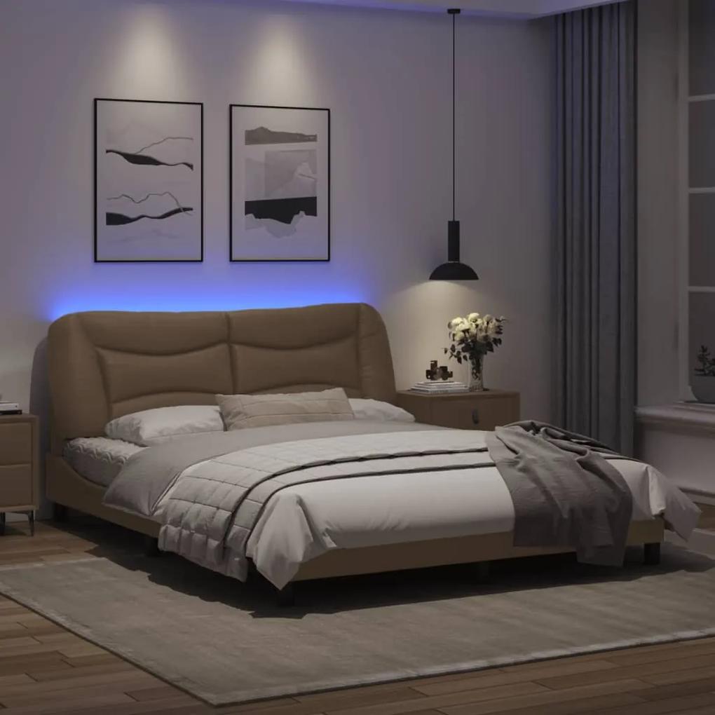 vidaXL Πλαίσιο Κρεβατιού με LED Καπουτσίνο 160x200 εκ. Συνθετικό Δέρμα