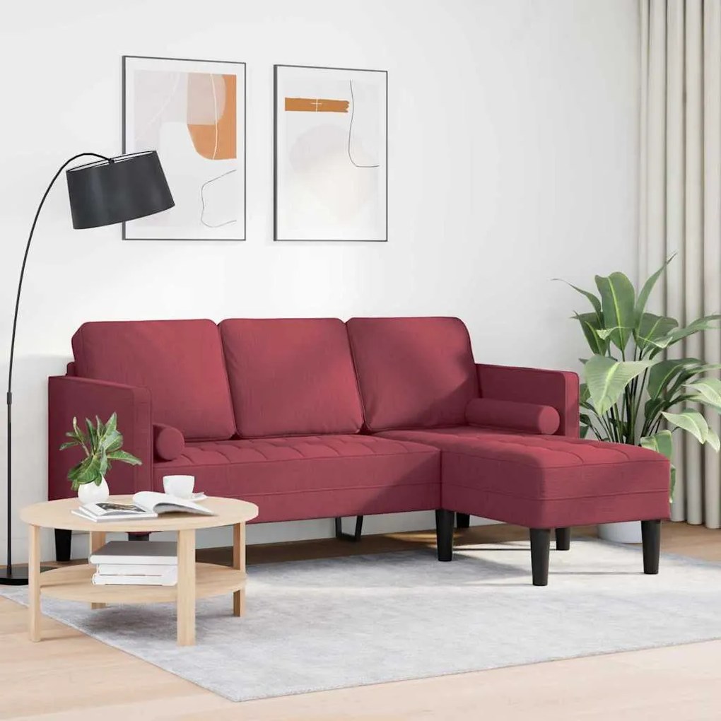 vidaXL Σετ Καναπέ Μπορντό 173 x 131 x 67 εκ ύφασμα