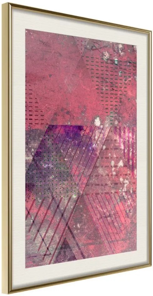 Αφίσα - Pink Patchwork III - 20x30 - Χρυσό - Με πασπαρτού