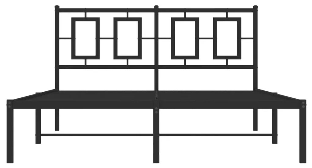 vidaXL Πλαίσιο Κρεβατιού με Κεφαλάρι Μαύρο 140 x 190 εκ. Μεταλλικό