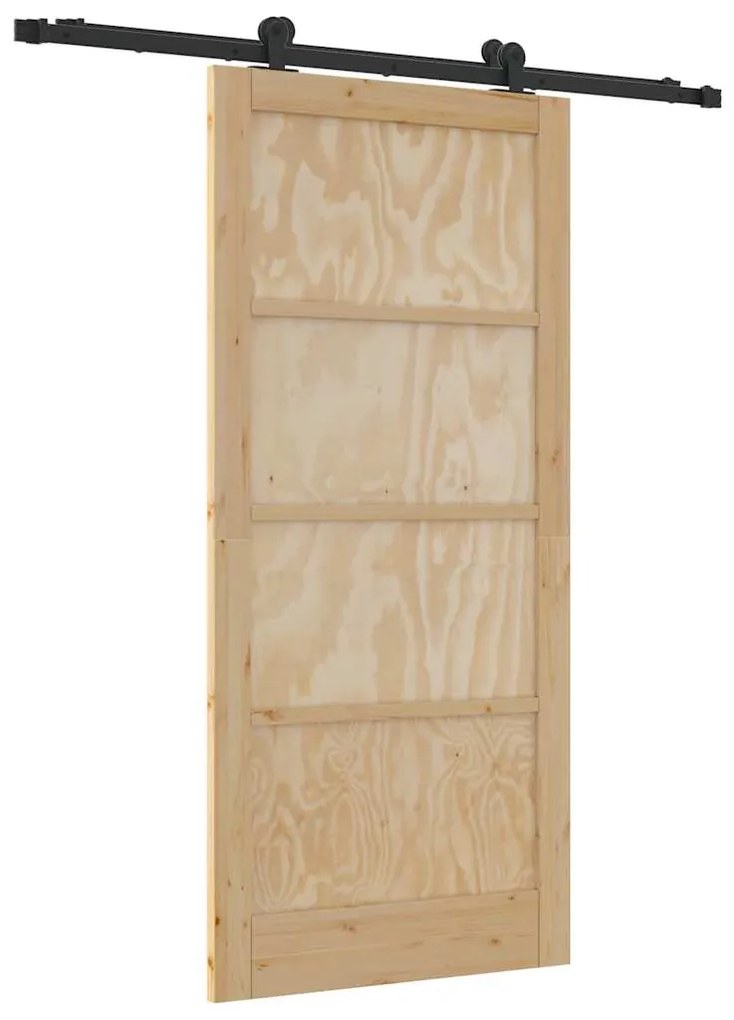 vidaXL Σετ Συρόμενης Πόρτας Φυσικό και μαύρο 93 x 202 cm