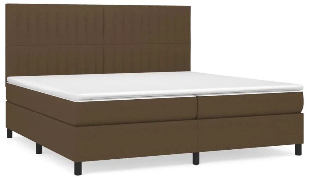 vidaXL Κρεβάτι Boxspring με Στρώμα Σκούρο Καφέ 200x200 εκ. Υφασμάτινο