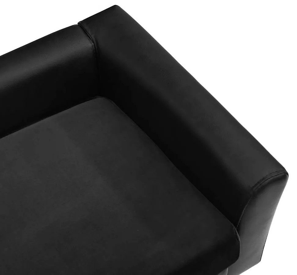 vidaXL Καναπές-Κρεβάτι Σκύλου Μαύρο 60x43x30 εκ. Βελουτέ/Συνθετ. Δέρμα