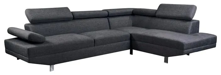 WOODWELL Ε989,3LSECTOR Καναπές Σαλονιού Αριστερή Γωνία, Ανακλινόμενα Κεφαλάρια, Ύφασμα Ανθρακί 265x191x82cm H.82cm Ε989,3L