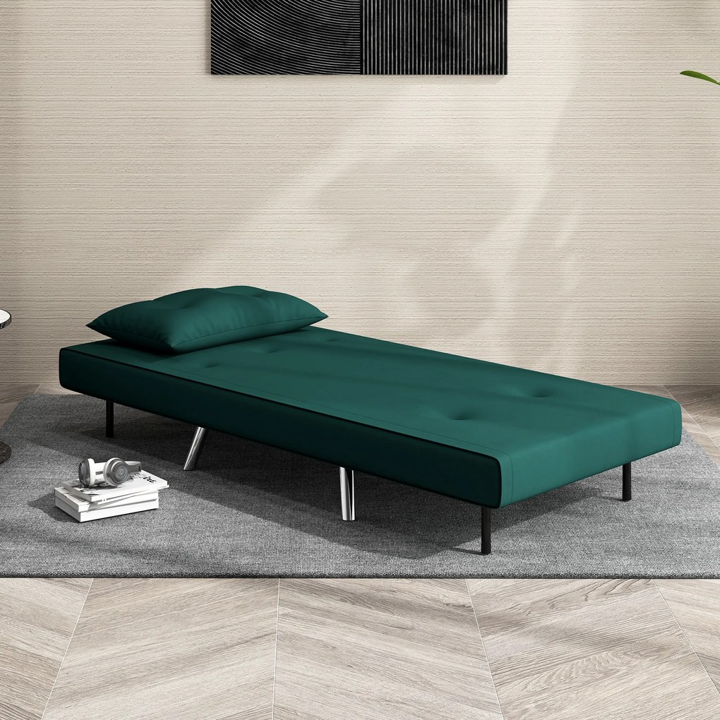 HOMCOM Πολυθρόνα Ανάκλισης με Λειτουργία Ύπνου, Πολυθρόνα-Κρεβάτι, Κουμπωτό, Όψη Λινού, 77 εκ. x 88 εκ. x 83 εκ., Πράσινο