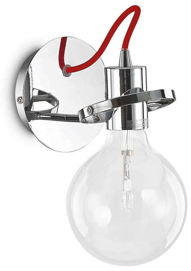 Φωτιστικό Τοίχου-Απλίκα Radio 119427 24x18cm 1xE27 60W 3000K Chrome Ideal Lux Metal, Fabric