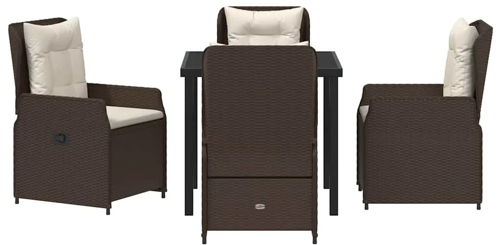 vidaXL Σέτ φαγητού για κήπο 5 pcs Καφέ συνθετικό ρατάν