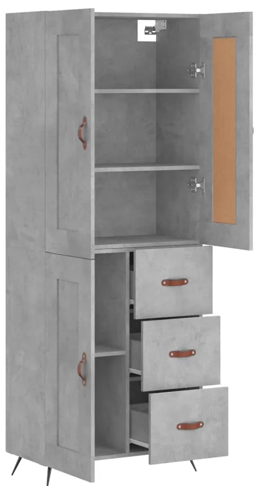 vidaXL Ντουλάπι Γκρι Σκυροδέματος 69,5x34x180 εκ. Επεξεργασμένο Ξύλο