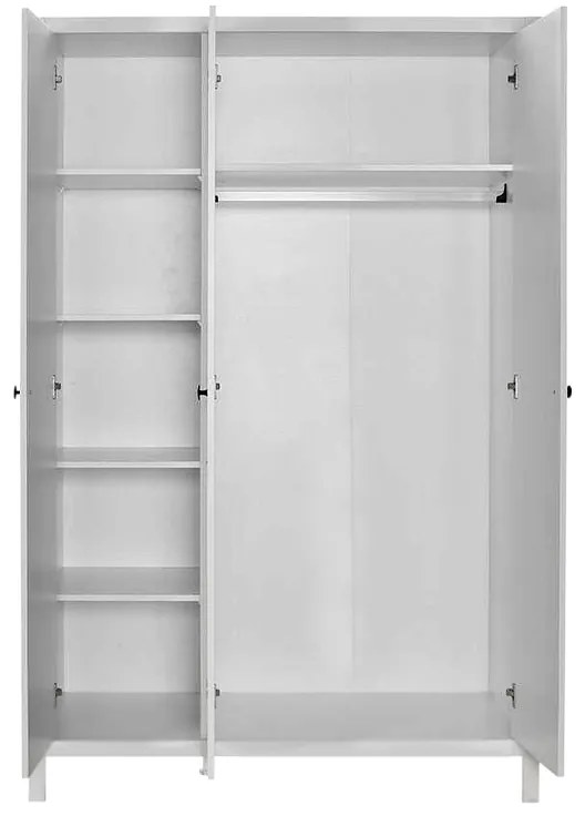 Ντουλάπα ρούχων French Megapap τρίφυλλη χρώμα λευκό 125x54x196εκ.