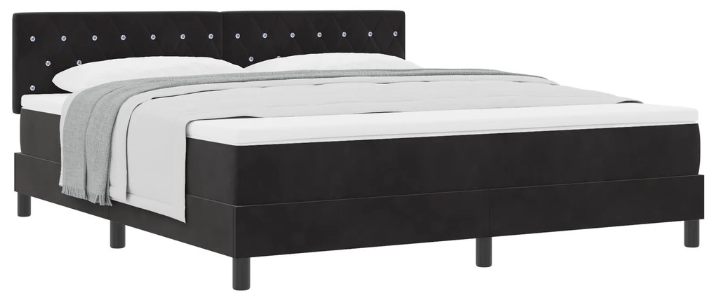 vidaXL Κρεβάτι Box Spring με Στρώμα Μαύρο Σούπερ Κίνγκ Βελούδο